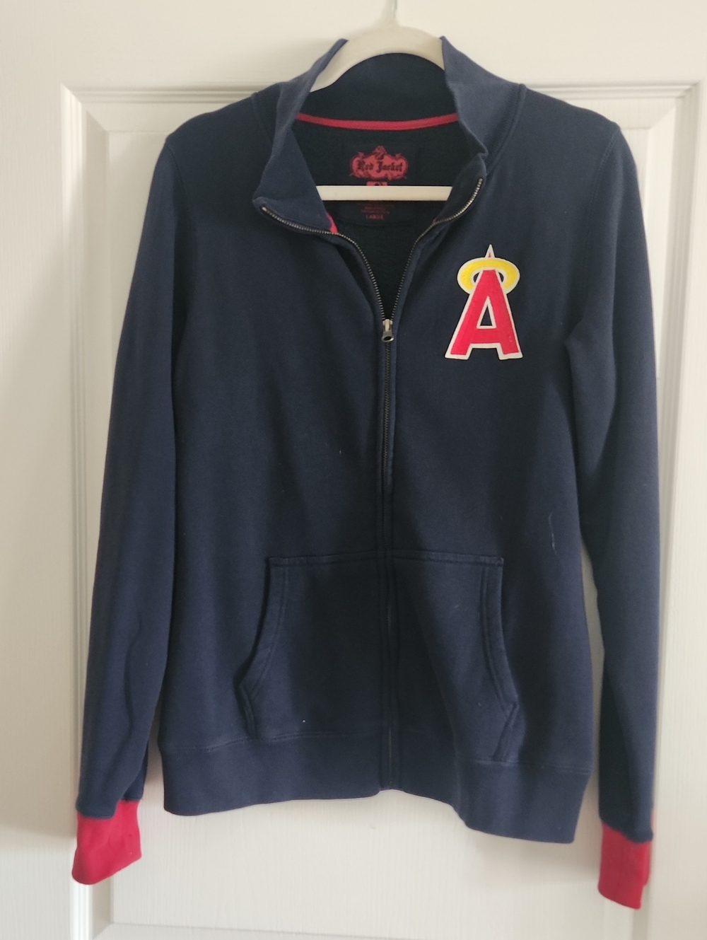ANGELs Full Zip Navy Sweatshirt with Red Accents